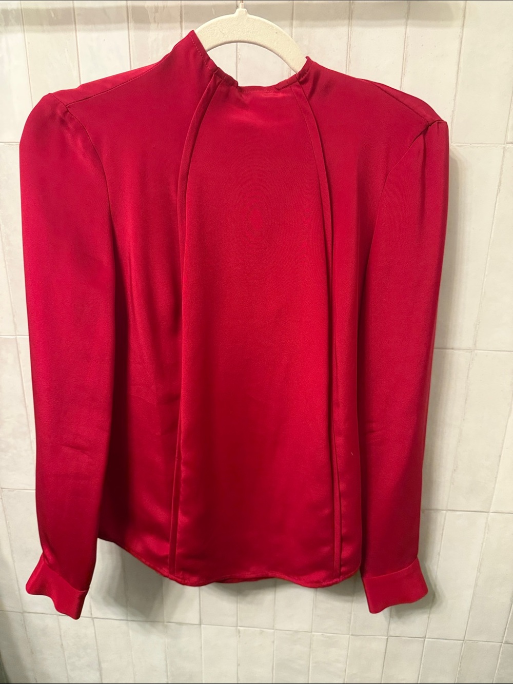 Rachel Comey Red Satin-Style Long-Sleeve Blouse